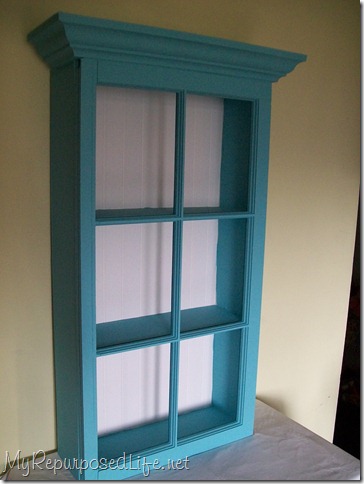 Turquoise Window Cabinet/Shelf - My Repurposed Life®
